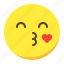 emoji, emoticon, face, heart, kiss 