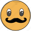 character, emoji, emoticon, hipster, mustache, smiley 