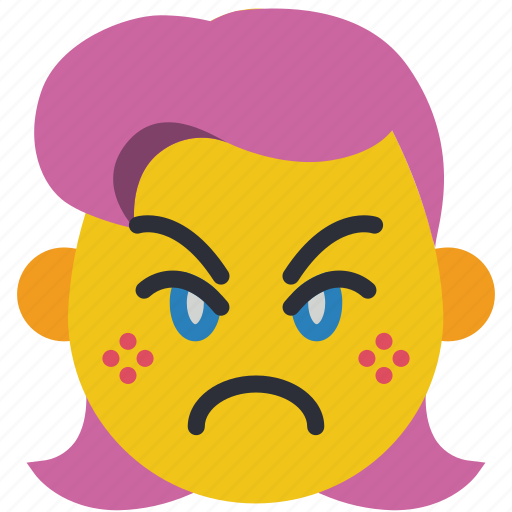 Angry, cross, emojis, girl, sad, upset icon - Download on Iconfinder