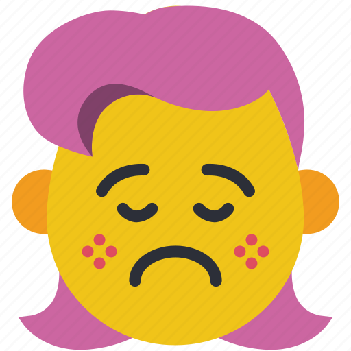 Down, emojis, girl, poorly, sad, upset icon - Download on Iconfinder