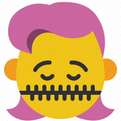 Emojis, girl, shut, silent, smiley, zipped, zippit icon - Download on Iconfinder