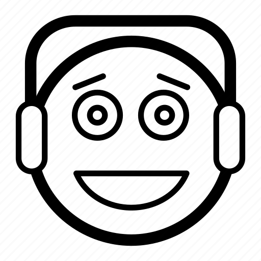 Emoji, emoticon, face, headphones, listening, music icon - Download on Iconfinder