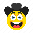 cowboy, emoji, emoticon, cool, hat, laughing, happy
