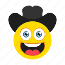 cowboy, hat, emoji, happy, laughing