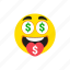 dollar, money, money mouth, emoji, emoticon 