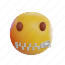zipper, mouth, emoticon, emoji, face, yellow, emotion, silence, expression
