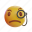 monocle, emoticon, emotion, face, emoji, facial, character, expression, yellow 