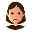 angry, avatar, emoticon, people, smiley, user, woman 