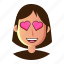 avatar, emoticon, love, people, smiley, user, woman 