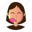avatar, emoticon, kiss, people, smiley, user, woman 