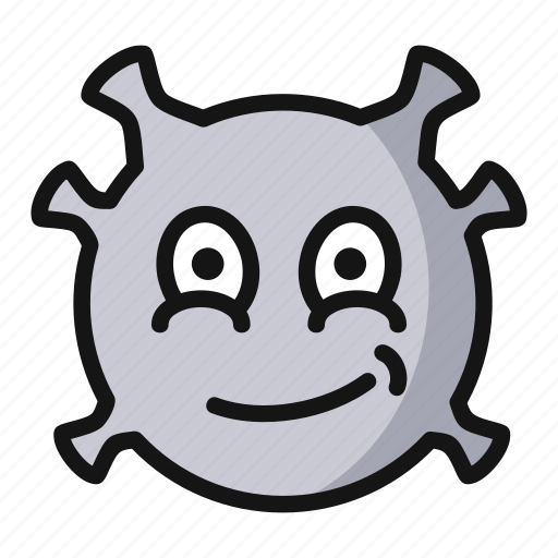 Smirk, virus, emoji, smiley face, emoticon, smile, emotion icon - Download on Iconfinder