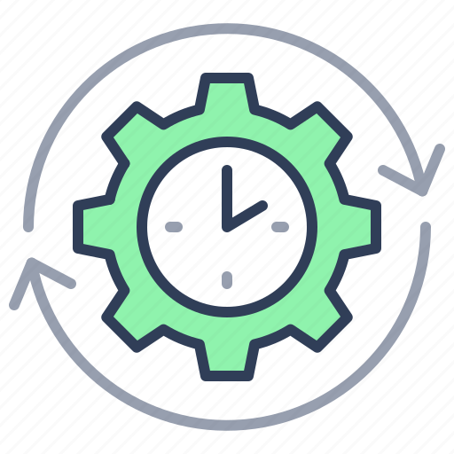 Flexible, schedule, employee, benefit, gear, clock icon - Download on Iconfinder