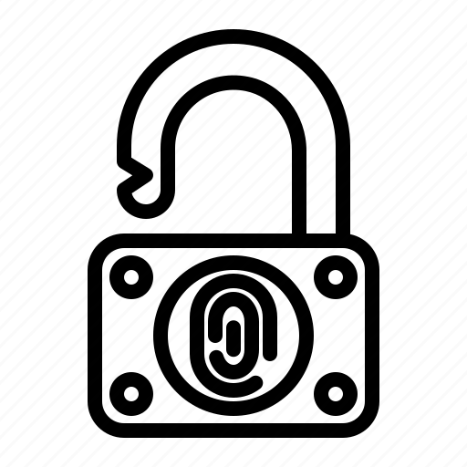Unlocked, padlock, finger print, encrypted data icon - Download on Iconfinder