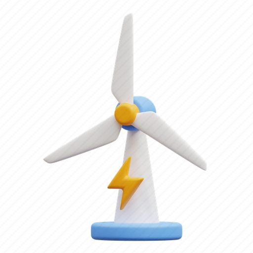 Wind, windmill, turbine, electricity, ecology, energy, power 3D illustration - Download on Iconfinder