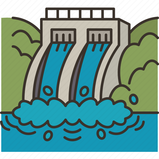 Hydroelectric, dam, water, renewable, power icon - Download on Iconfinder