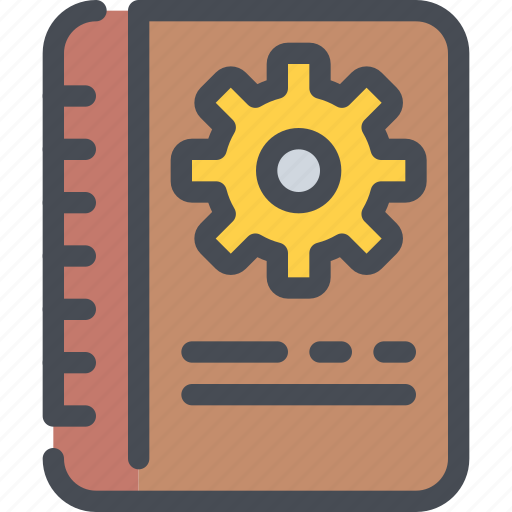 Book, cog, education, gear, learning, management icon - Download on Iconfinder