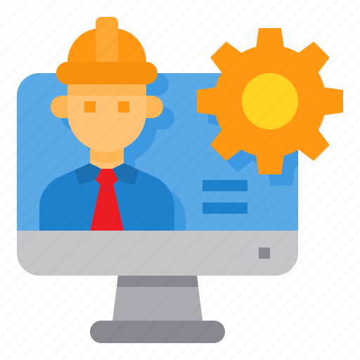 Computer, construction, engineer, gear, monitor icon - Download on Iconfinder