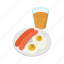 breakfast, cartoon, egg, food, meal, meat, sausage 