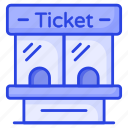 ticket, house, window, booth, cinema, theater, film, entertainment