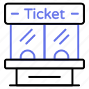 ticket, house, window, booth, cinema, theater, film, entertainment
