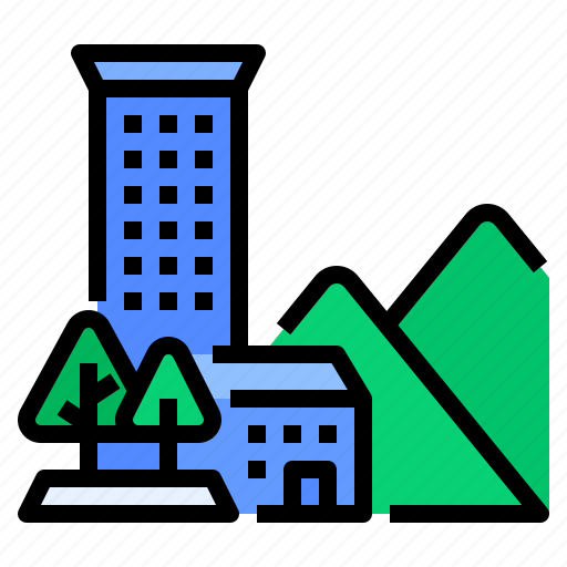 Building, city, environment, mountains, tree icon - Download on Iconfinder
