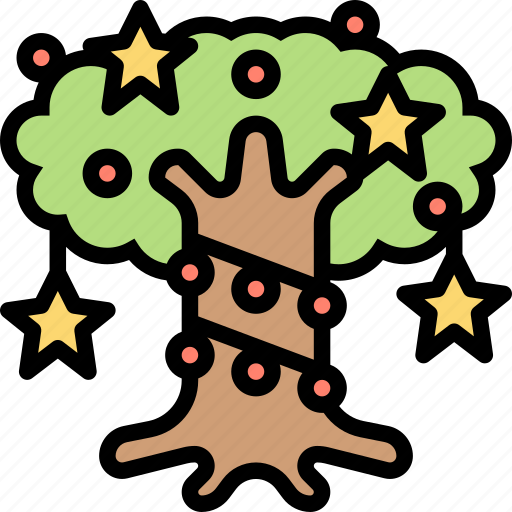 Tree, lights, ornament, winter, decoration icon - Download on Iconfinder