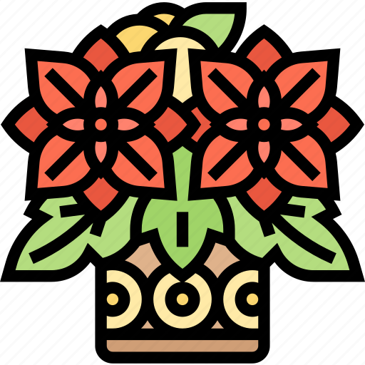 Poinsettias, plant, pot, dcor, natural icon - Download on Iconfinder