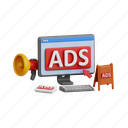 advertisement, marketing, digital marketing, essential marketing, 3d icon, 3d illustration, 3d render 