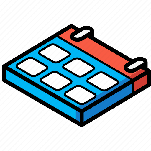 Calendar, essentials, isometric icon - Download on Iconfinder