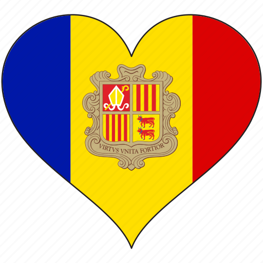 Andorra, flag, heart, europe, european, love, national icon - Download on Iconfinder