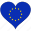 european, flag, heart, europe, country, eu, union 