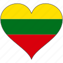 flag, heart, lithuania, europe, european