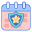 calendar, protection, security, shield 