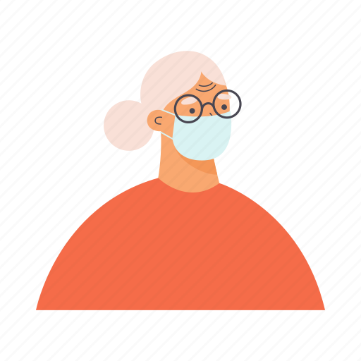 Elderly, lady, wearing, face, mask, woman, virus illustration - Download on Iconfinder