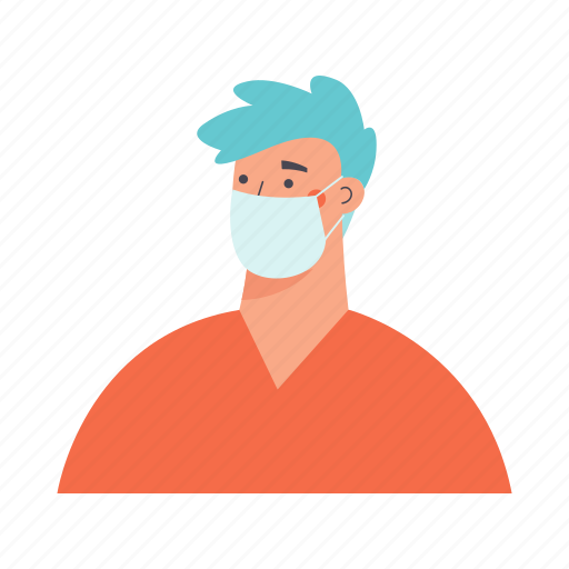 Wearing, face, mask, man, male, virus, protection illustration - Download on Iconfinder