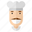 avatar, chef, faces, man, moustache, professions, profile 