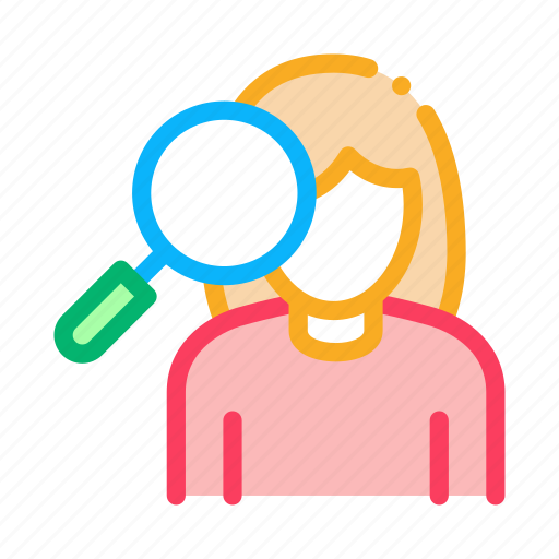 Inspection, magnifier, search, woman icon - Download on Iconfinder