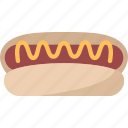 hotdog, sandwich, bread, sausage, snack