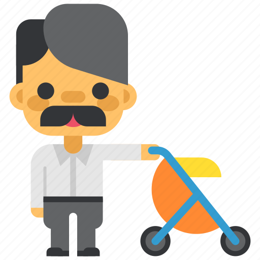 Baby, dad, family, father, man, people, pram icon - Download on Iconfinder