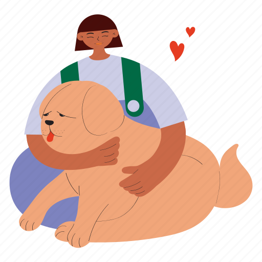 Girl, cuddling, dog illustration - Download on Iconfinder