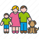 dog, family, father, mother, parents, pet, son
