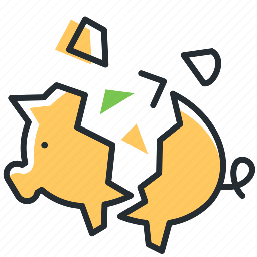 Broken, money loss, piggy bank, poverty icon - Download on Iconfinder
