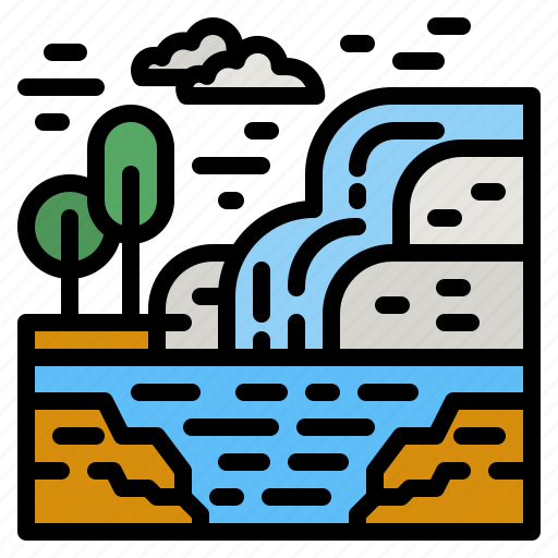 Waterfall, waterfalls, lake, water, nature icon - Download on Iconfinder