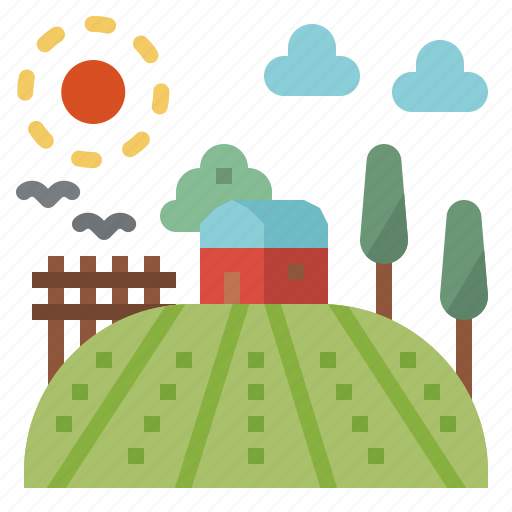 Country, farm, field, house, nature, rural, sun icon - Download on Iconfinder