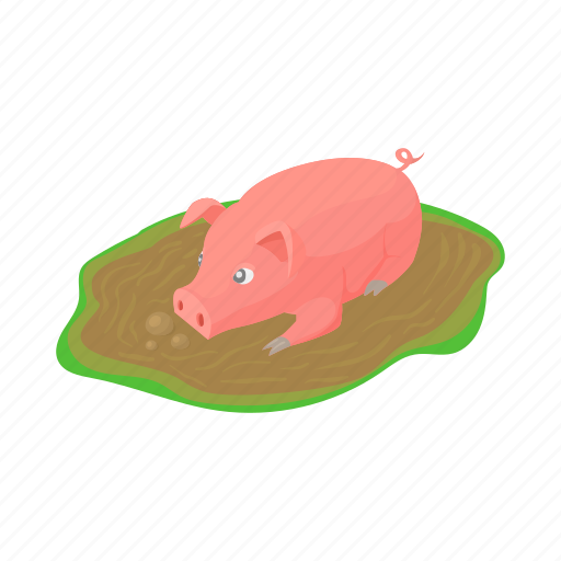 Animal, cartoon, dirt, domestic, farm, pig, puddle icon - Download on Iconfinder