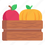 fruits, fruits crate, harvest, melon, apple 