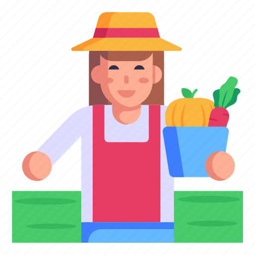 Fruiterer, female farmer, countrywoman, agriculturist, agronomist icon - Download on Iconfinder