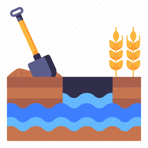 Irrigation, digging ditch, fields, digging, groundwater icon - Download on Iconfinder