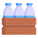 milk crate, drinks, bottles crate, beverages, milk bottles