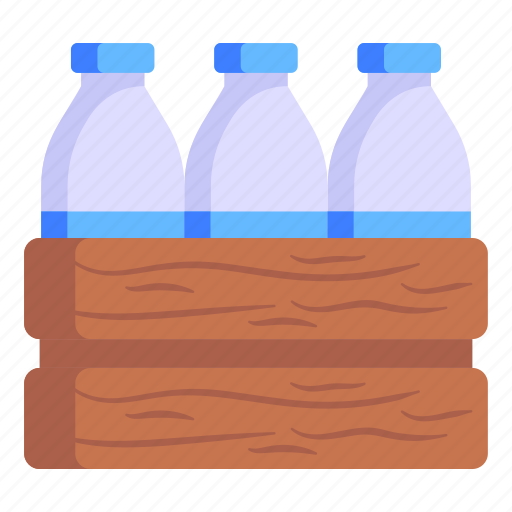 Milk crate, drinks, bottles crate, beverages, milk bottles icon - Download on Iconfinder